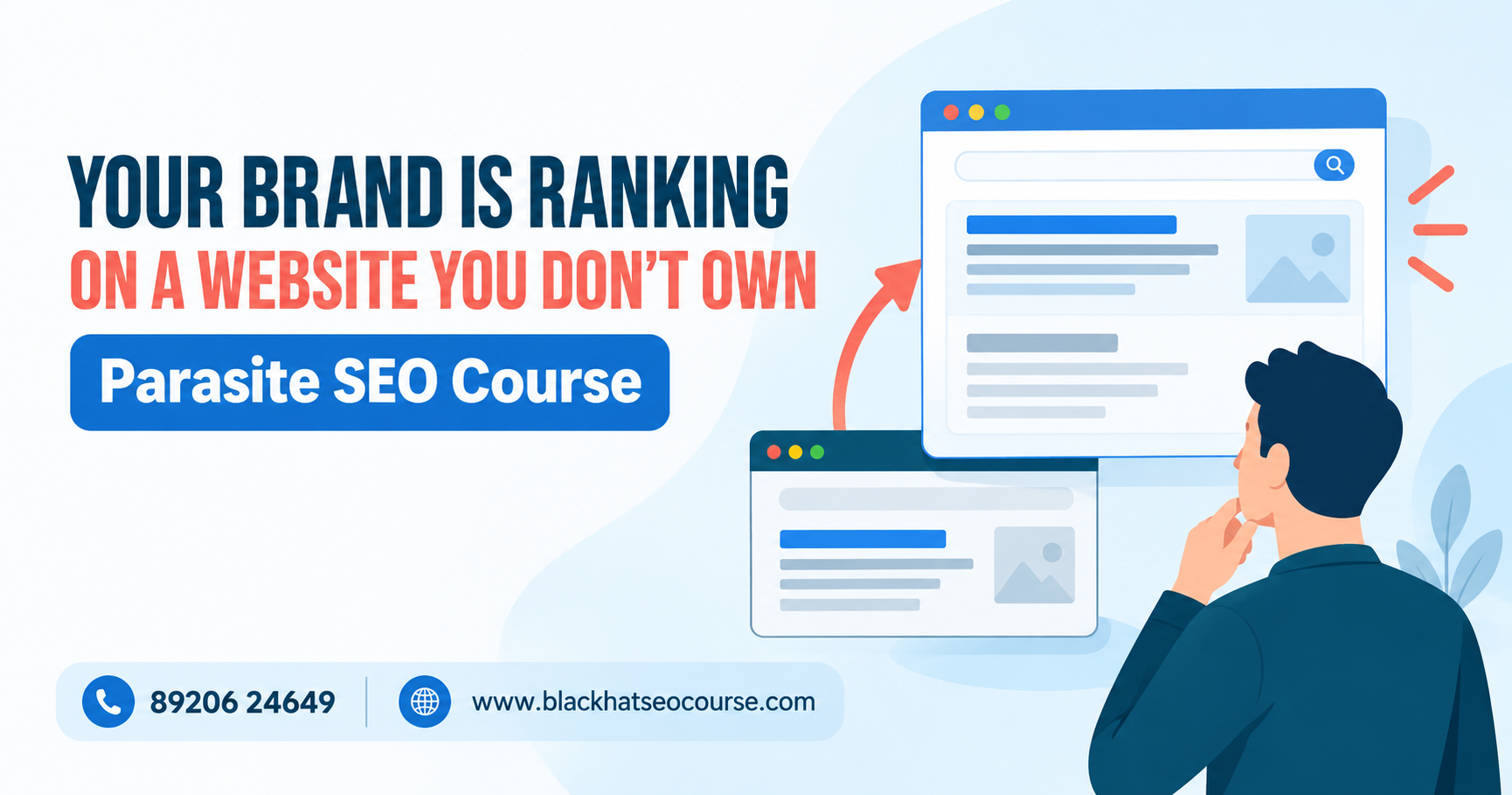 Parasite SEO Course featured image showing a brand ranking on a third-party website it does not own.